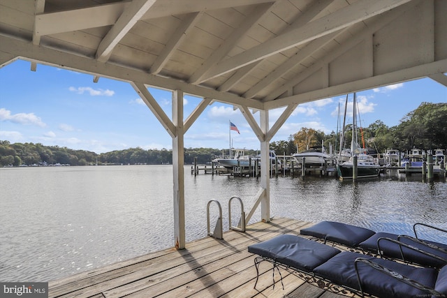 view of dock featuring a water view