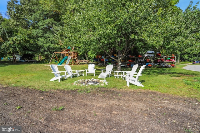 view of yard featuring a playground