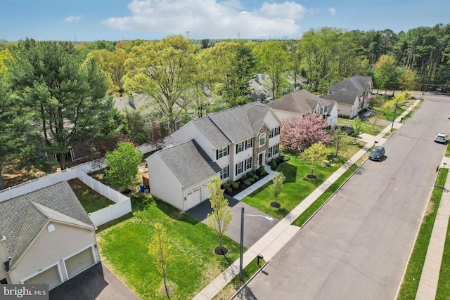 drone / aerial view with a residential view