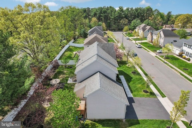 drone / aerial view with a residential view
