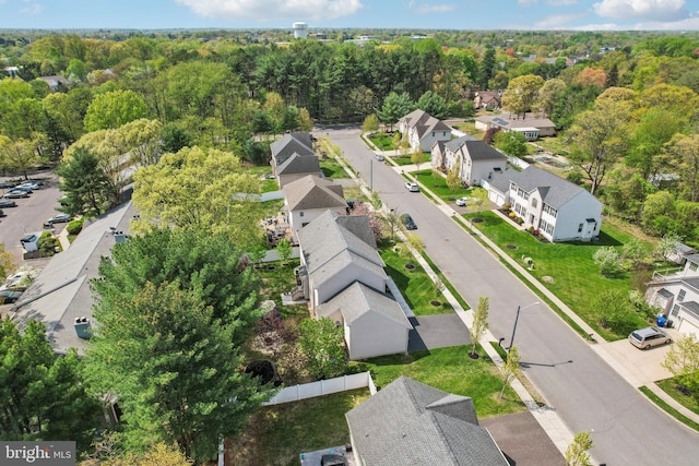 aerial view with a residential view and a forest view