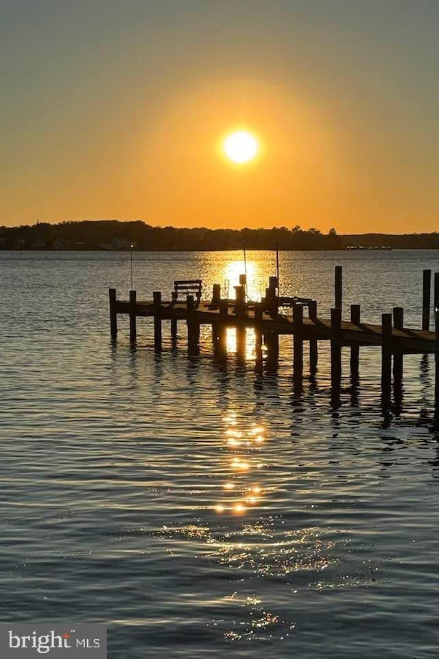 view of dock featuring a water view