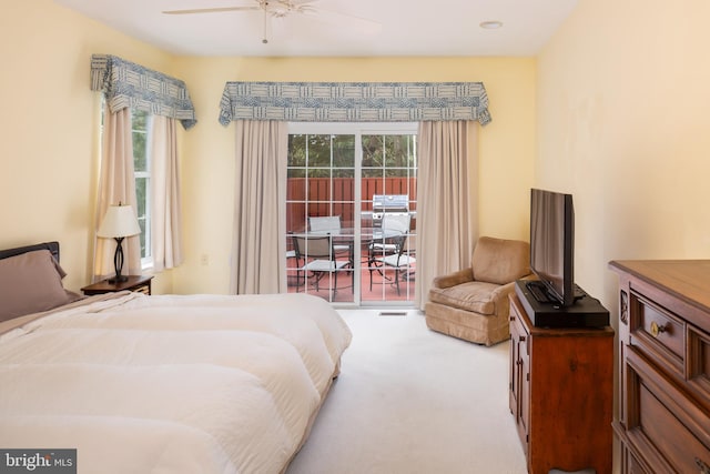 1432 Quaker Rdg, West Chester, PA 19380 - bedroom featuring access to exterior, ceiling fan, and carpet flooring