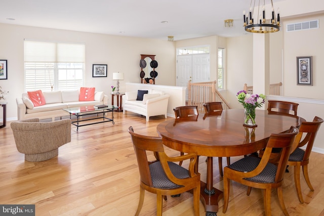 1432 Quaker Rdg, West Chester, PA 19380 - dining area featuring visible vents, light wood-type flooring, and plenty of natural light