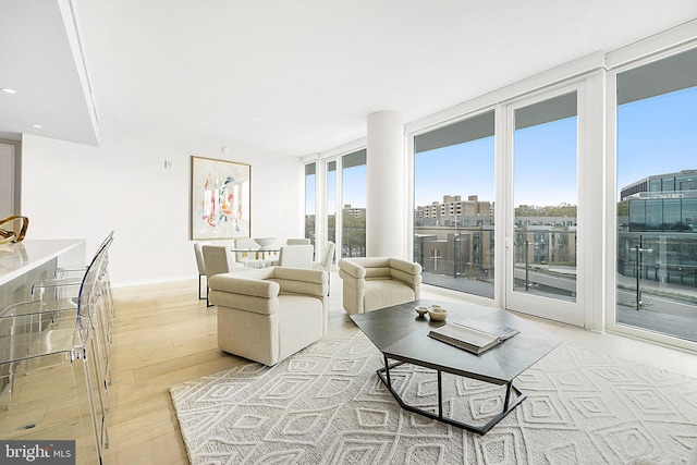 601 Wharf St SW Unit 502, Washington, DC 20024 - living area featuring a city view, light wood finished floors, and expansive windows