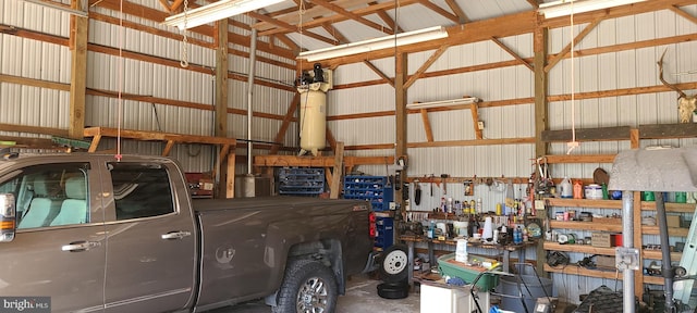 garage featuring metal wall