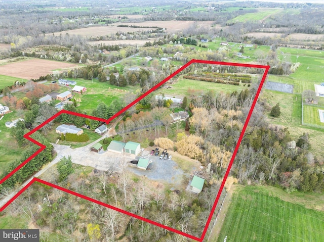 aerial view with a rural view