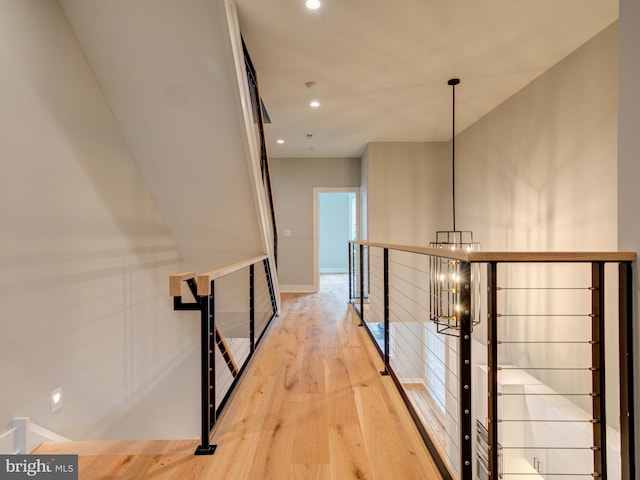 1021 E Palmer St, Philadelphia, PA 19125 - corridor featuring an upstairs landing, light wood-style floors, recessed lighting, and baseboards