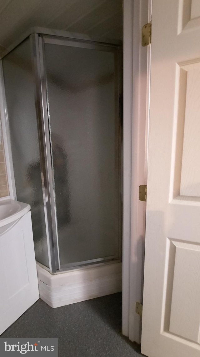 bathroom featuring a shower stall