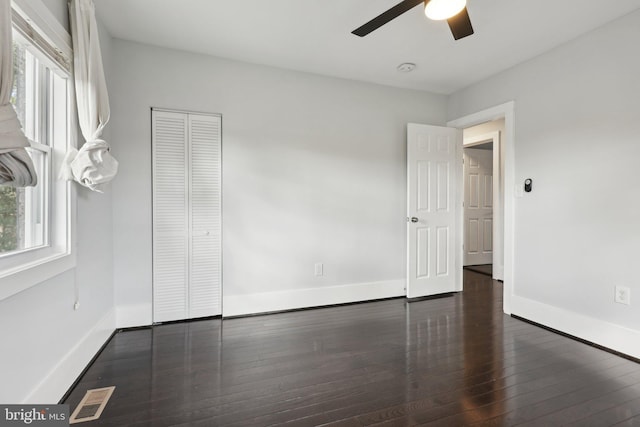 2026 Savannah Pl SE, Washington, DC 20020 - spare room with hardwood / wood-style floors, baseboards, a ceiling fan, and visible vents