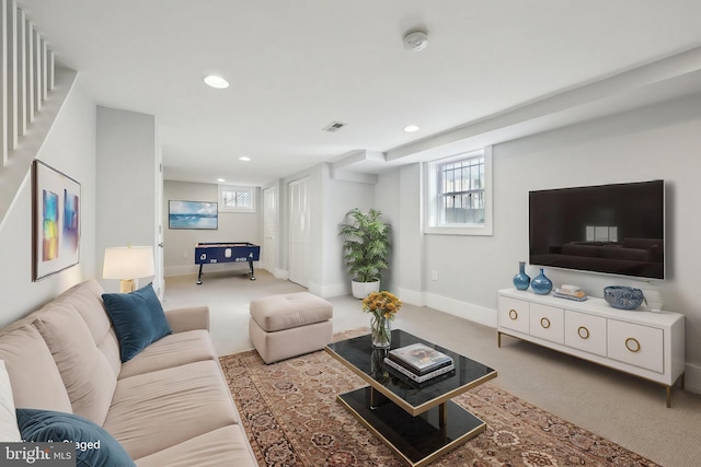 2026 Savannah Pl SE, Washington, DC 20020 - carpeted living room featuring recessed lighting, visible vents, and a wealth of natural light