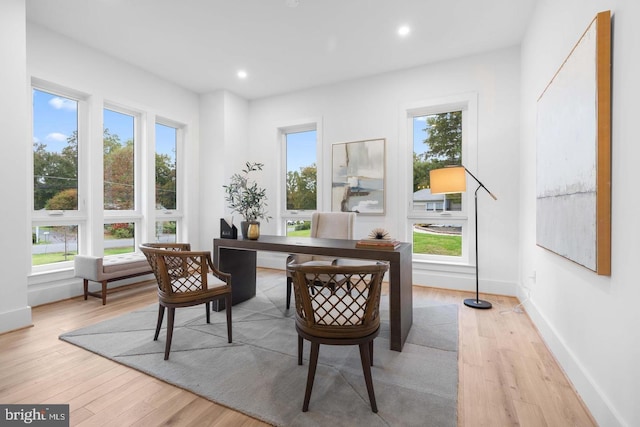 3418 Arnold Ln, Falls Church, VA 22042 - home office featuring light wood-style flooring, a wealth of natural light, recessed lighting, and baseboards