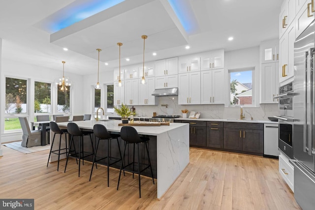 3418 Arnold Ln, Falls Church, VA 22042 - kitchen featuring recessed lighting, under cabinet range hood, dishwasher, a sink, and backsplash