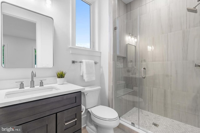 3418 Arnold Ln, Falls Church, VA 22042 - bathroom featuring a shower stall, vanity, and toilet