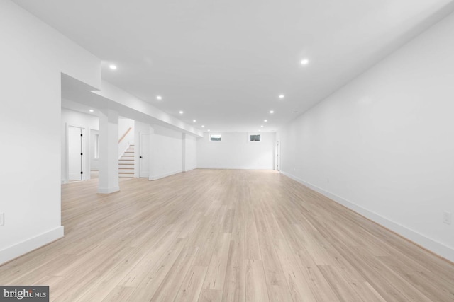 3418 Arnold Ln, Falls Church, VA 22042 - interior space featuring light wood-style flooring, stairway, visible vents, and recessed lighting
