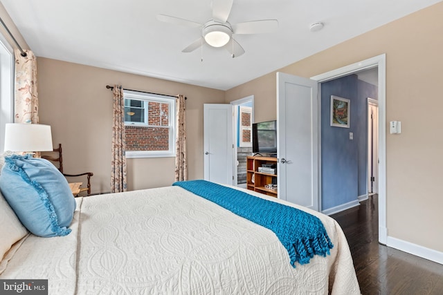 1448 Sheridan St NW, Washington, DC 20011 - bedroom with wood finished floors, baseboards, and a ceiling fan