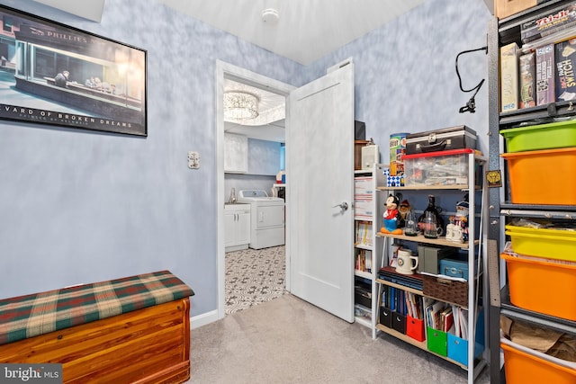 1448 Sheridan St NW, Washington, DC 20011 - hallway featuring separate washer and dryer and baseboards