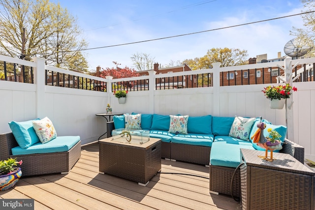 1448 Sheridan St NW, Washington, DC 20011 - wooden terrace with an outdoor living space and a fenced backyard