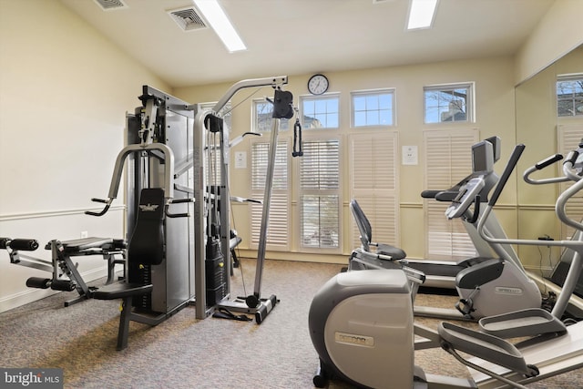 workout area featuring visible vents