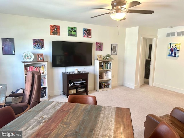 1605 Quincey Dr, Mechanicsburg, PA 17050 - living room featuring ceiling fan, baseboards, visible vents, and carpet floors