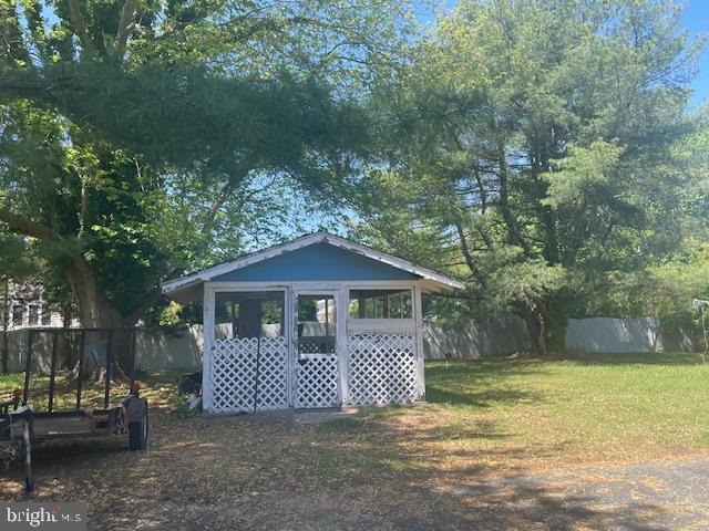 view of outdoor structure with fence