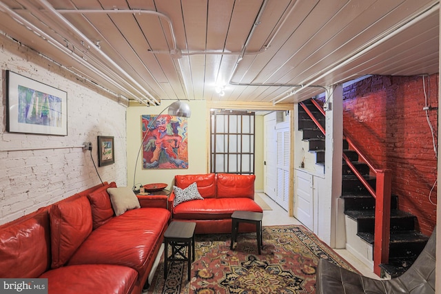 living room with stairway