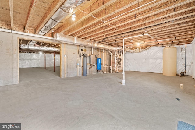 view of unfinished basement