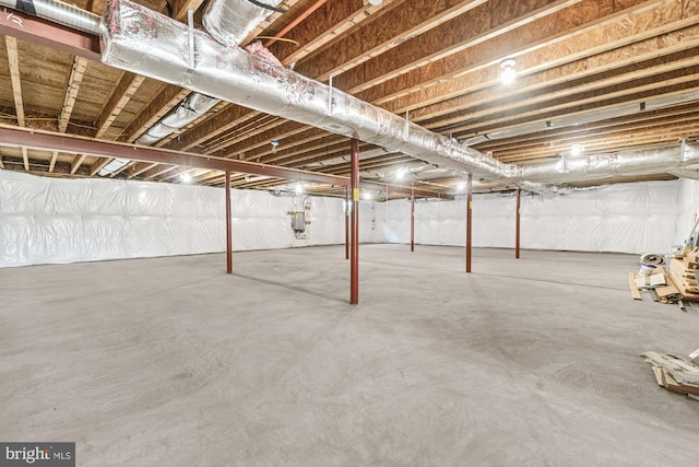 view of unfinished basement