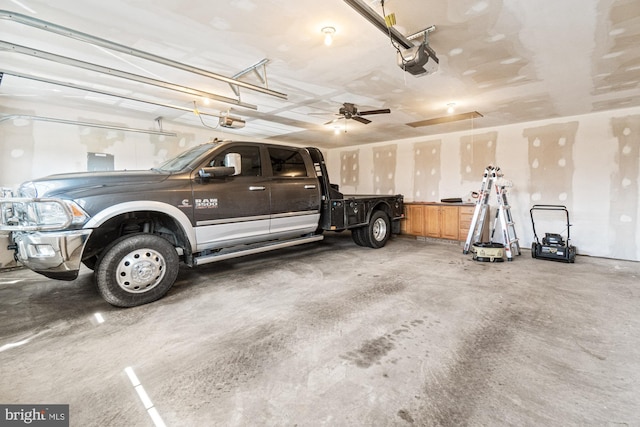 garage with a garage door opener
