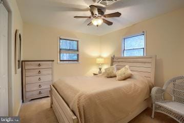 20 Tower Rd, Dillsburg, PA 17019 - bedroom with light colored carpet and a ceiling fan