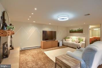 20 Tower Rd, Dillsburg, PA 17019 - carpeted living area featuring baseboard heating and recessed lighting