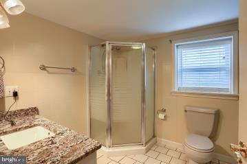 20 Tower Rd, Dillsburg, PA 17019 - full bath featuring vanity, a stall shower, and tile patterned floors