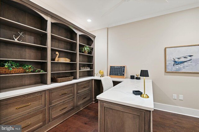 141 W St Unit 304, Annapolis, MD 21401 - office featuring dark wood-style floors, baseboards, and ornamental molding