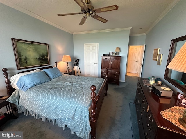 1805 S Crystal Dr S Unit 1109S, Arlington, VA 22202 - bedroom with carpet, ornamental molding, and ceiling fan