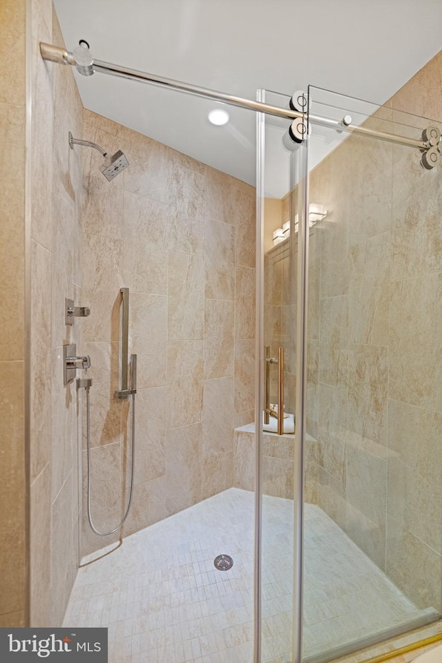bathroom featuring a stall shower