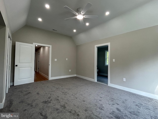 849 Glenn Cir, Wayne, PA 19087 - unfurnished bedroom with carpet flooring, lofted ceiling, recessed lighting, baseboards, and ensuite bathroom