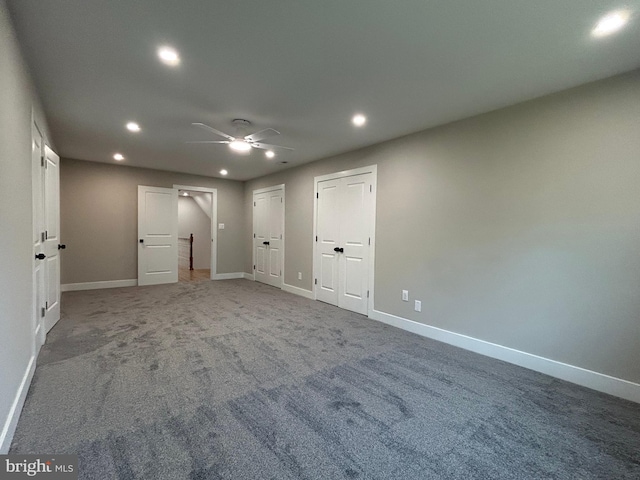849 Glenn Cir, Wayne, PA 19087 - unfurnished room with recessed lighting, ceiling fan, baseboards, and carpet floors