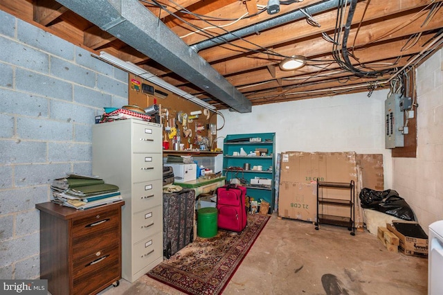 7198 Allegheny Dr, Frederick, MD 21702 - unfinished basement with concrete block wall and electric panel