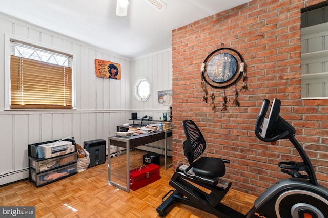 office area featuring baseboard heating