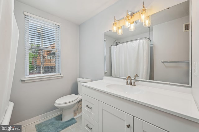 935 S Kenwood Ave, Baltimore, MD 21224 - bathroom with toilet, tile patterned floors, visible vents, baseboards, and vanity