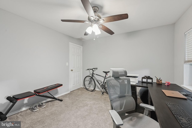 935 S Kenwood Ave, Baltimore, MD 21224 - carpeted home office featuring baseboards and a ceiling fan