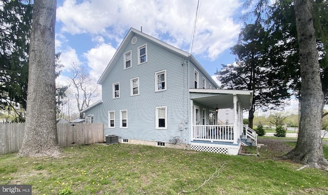 200 E Pacific Ave, Minotola, NJ 08341 - rear view of property featuring a porch and cooling unit