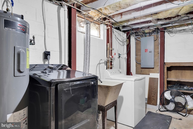 13 Ash Dr, Knoxville, MD 21758 - clothes washing area featuring separate washer and dryer, laundry area, water heater, and electric panel