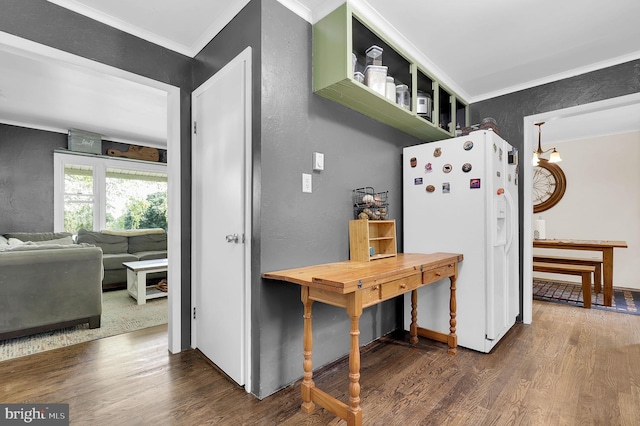 13 Ash Dr, Knoxville, MD 21758 - corridor featuring crown molding, a textured wall, and dark wood-style floors