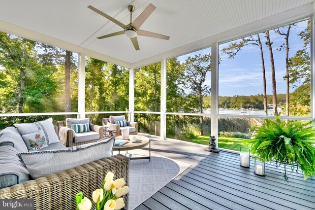 938A Benning Rd, Galesville, MD 20765 - sunroom featuring an outdoor living space, ceiling fan, and a wealth of natural light