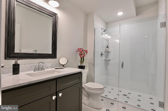 938A Benning Rd, Galesville, MD 20765 - full bath featuring a shower stall, tile patterned floors, vanity, and toilet