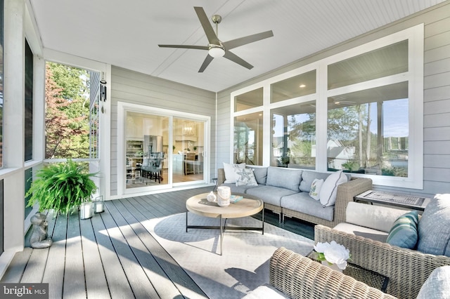 938A Benning Rd, Galesville, MD 20765 - sunroom / solarium with an outdoor living space and ceiling fan
