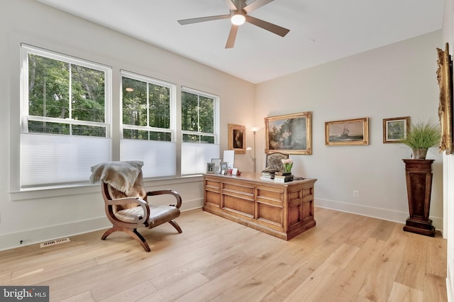 938A Benning Rd, Galesville, MD 20765 - interior space with light wood-style floors, baseboards, a ceiling fan, and visible vents