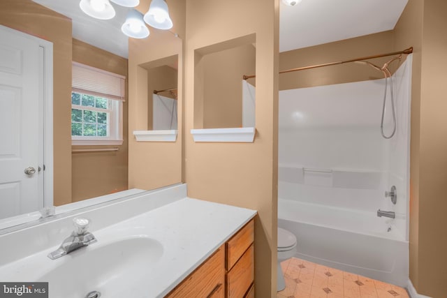 3580 Diamond Point Mews, Dumfries, VA 22026 - bathroom featuring toilet, vanity, and shower / bath combination