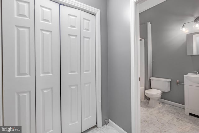3580 Diamond Point Mews, Dumfries, VA 22026 - bathroom with marble finish floor, baseboards, vanity, and a closet
